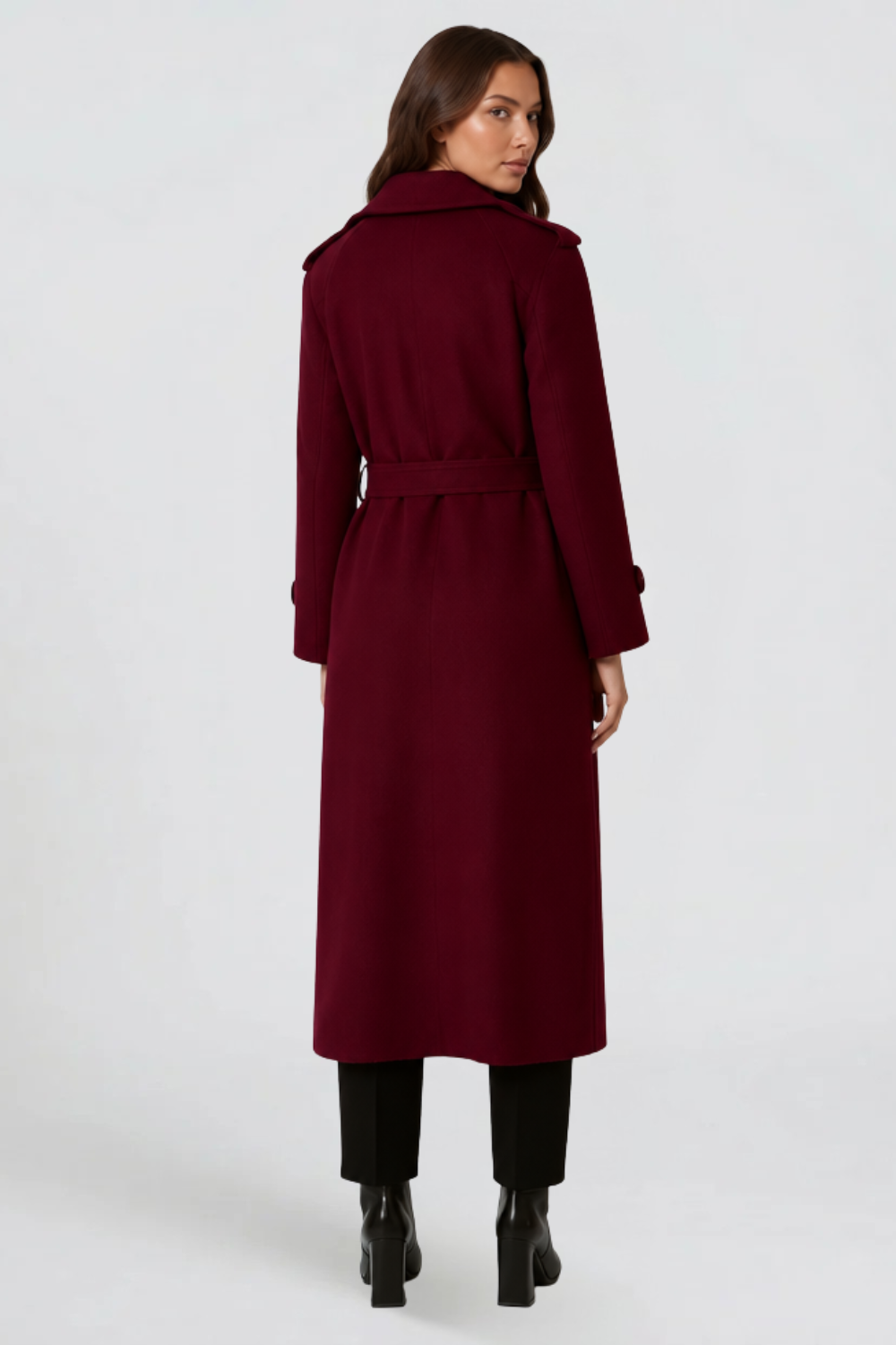 Long Tailored Wool Trench Coat