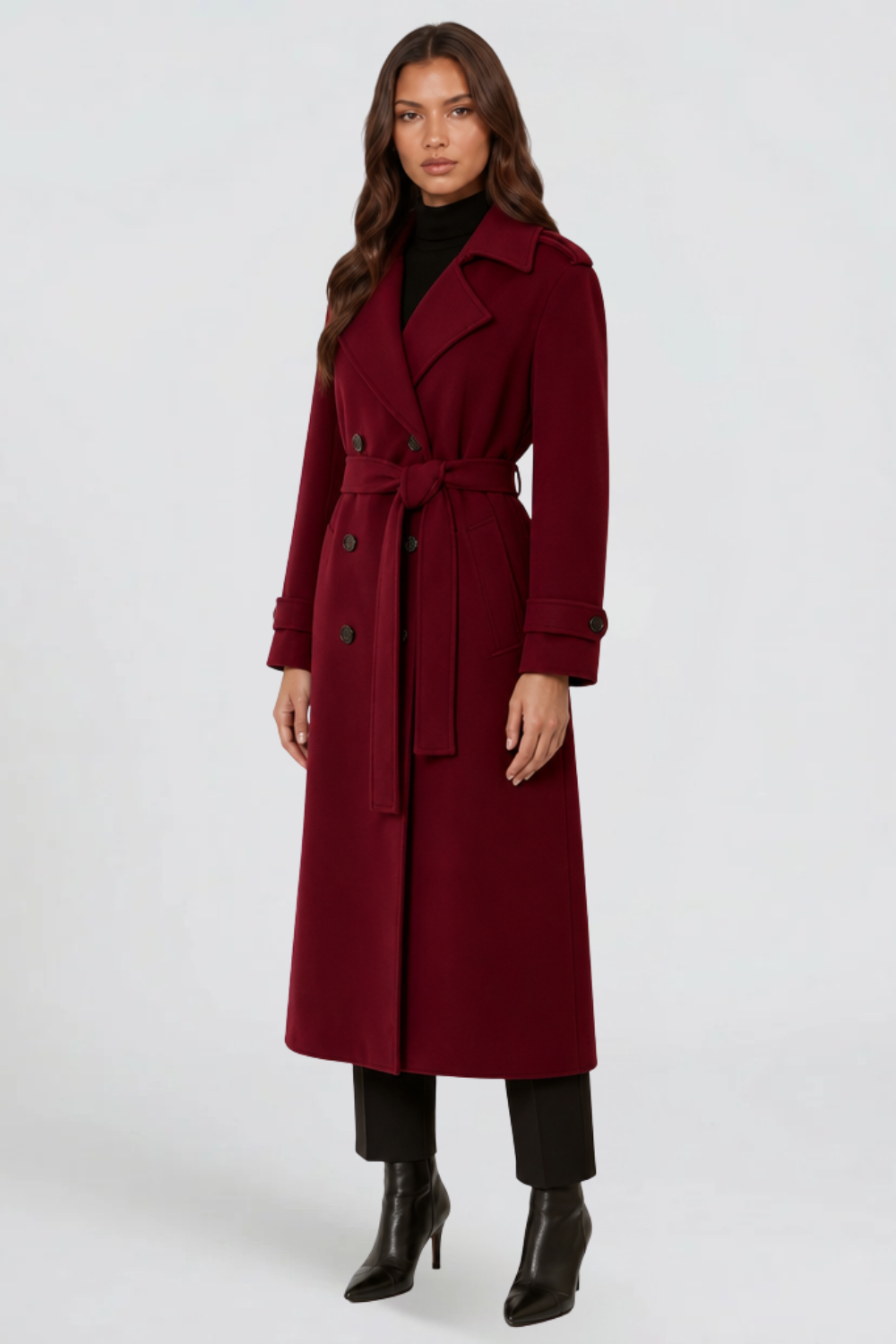 Long Tailored Wool Trench Coat