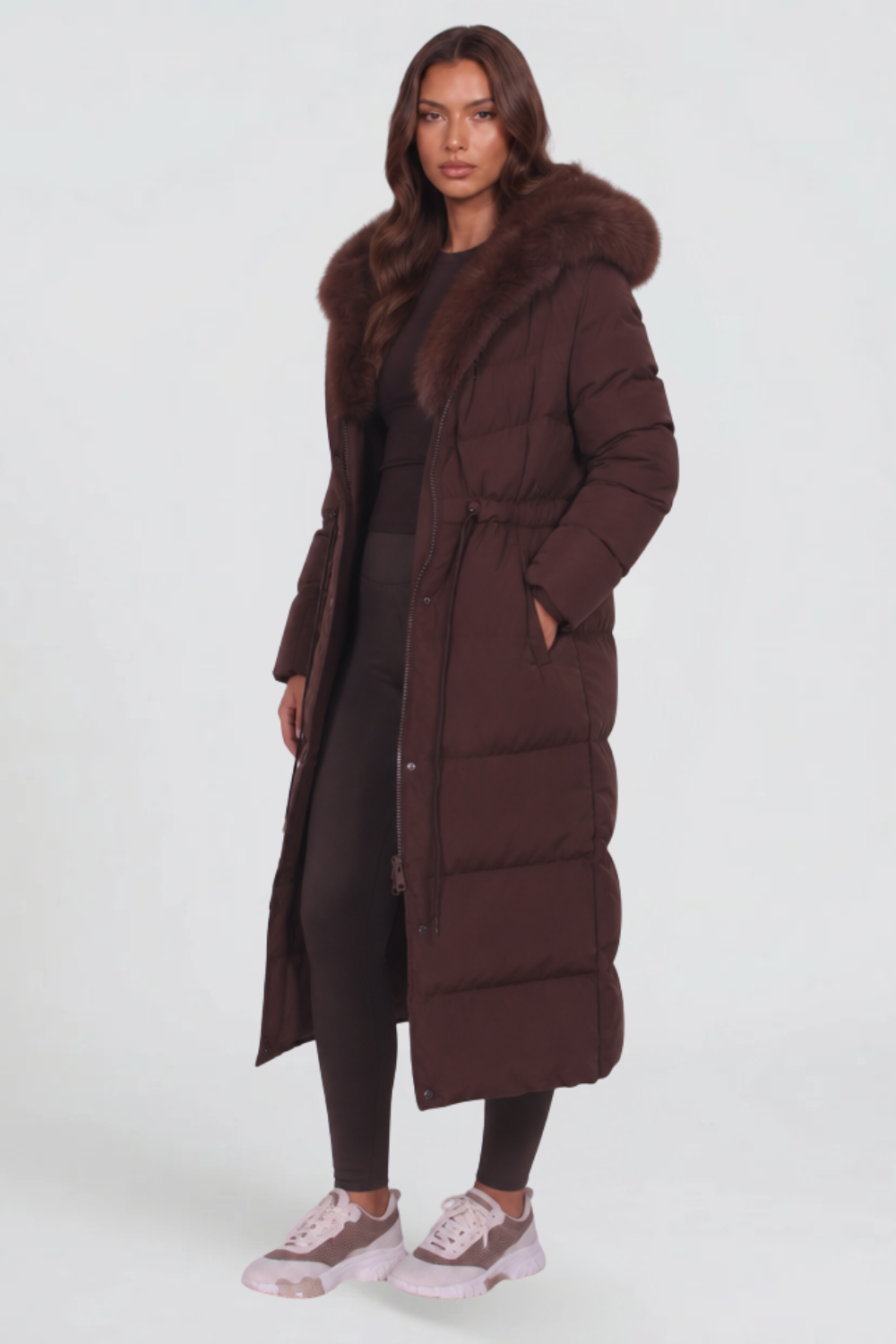 Longline Fur Hooded Coat