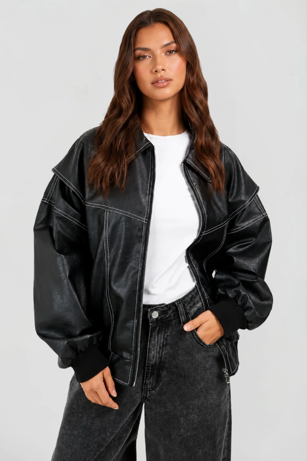 Oversized Leather Jacket