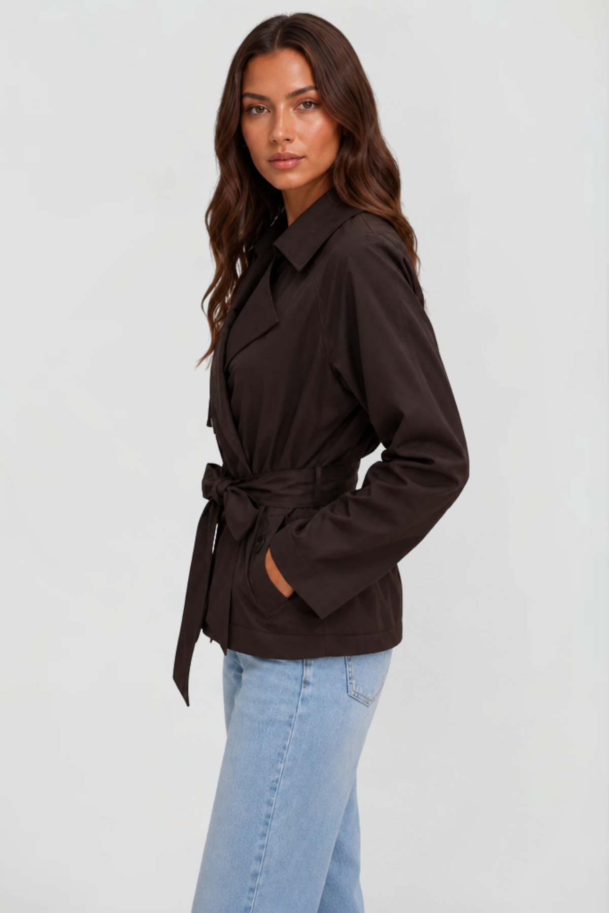 Cropped Belted Short Jacket
