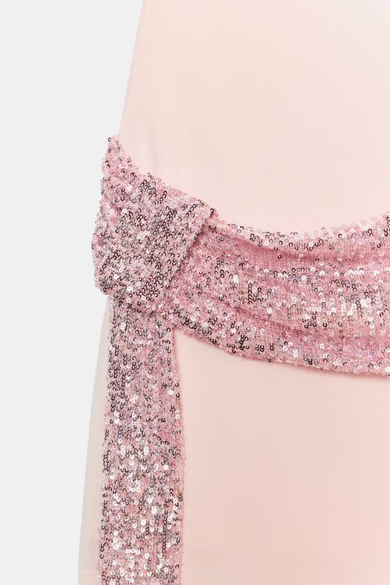Sequin Sash Mini Dress