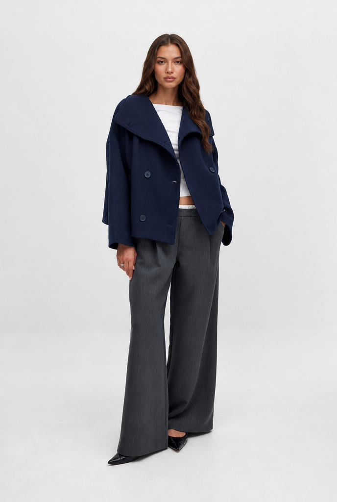 Oversized Cropped Wool Jacket
