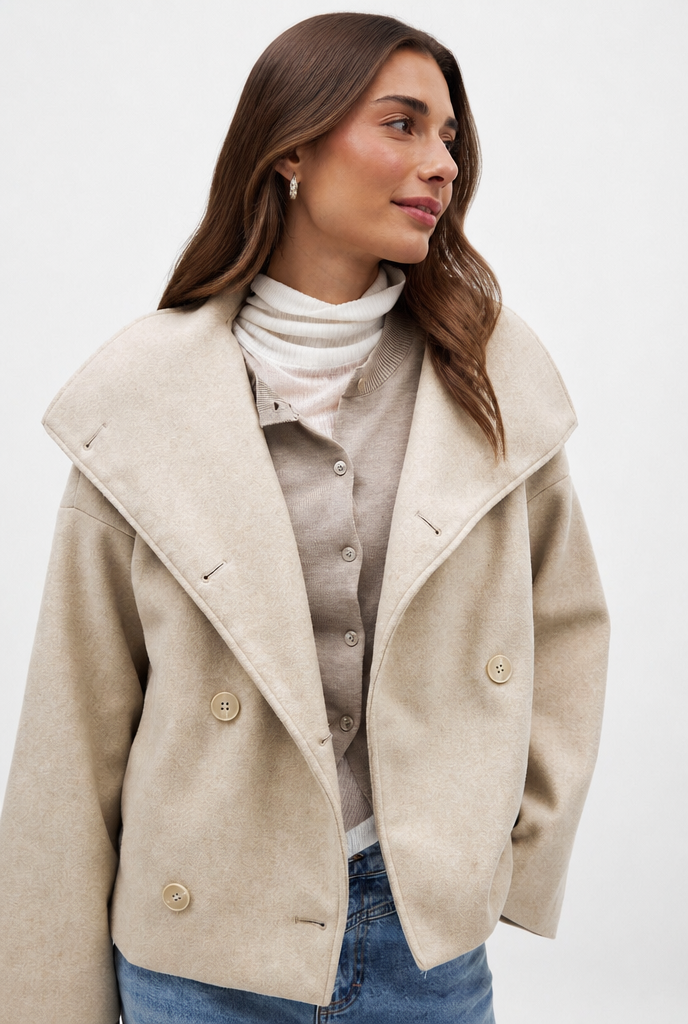 Oversized Cropped Wool Jacket