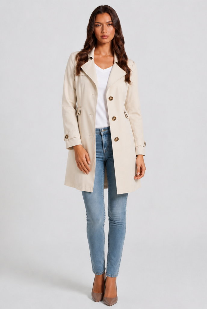 Cotton Buttoned Trench Coat