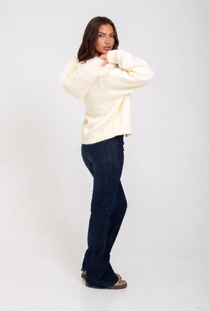 Knit Fur Hooded Coat