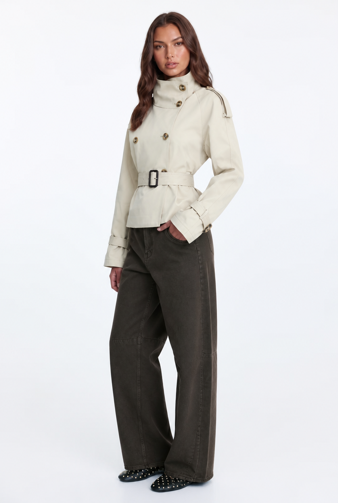 Belted Double-Breasted Trench Jacket