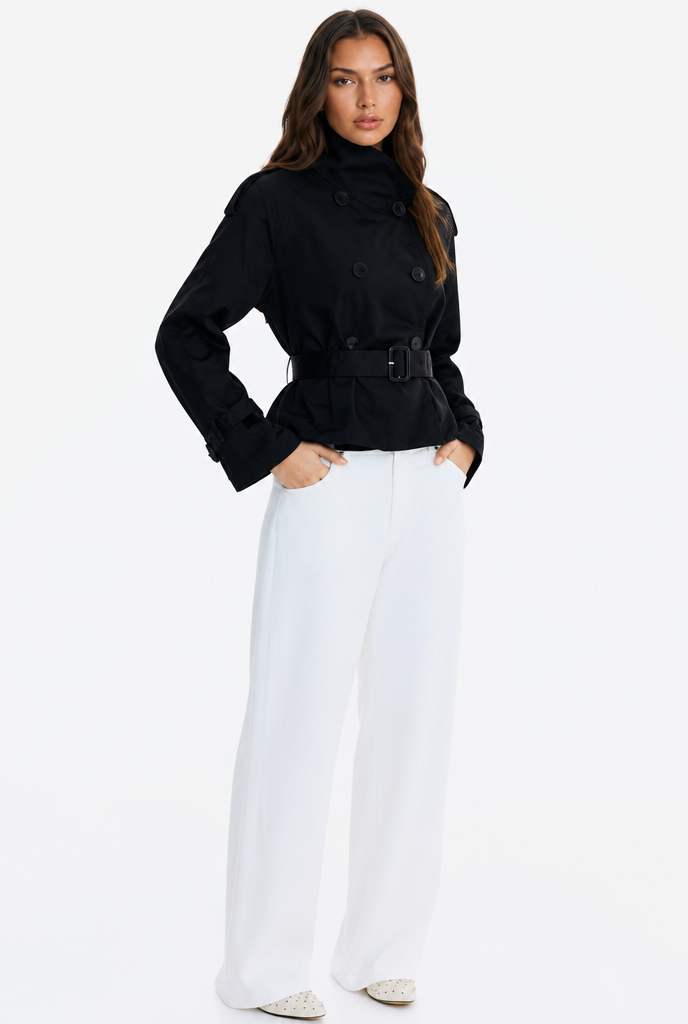 Belted Double-Breasted Trench Jacket