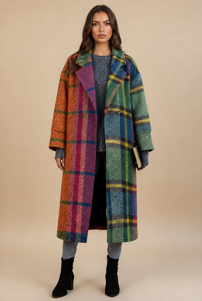 Oversized Plaid Wool Coat