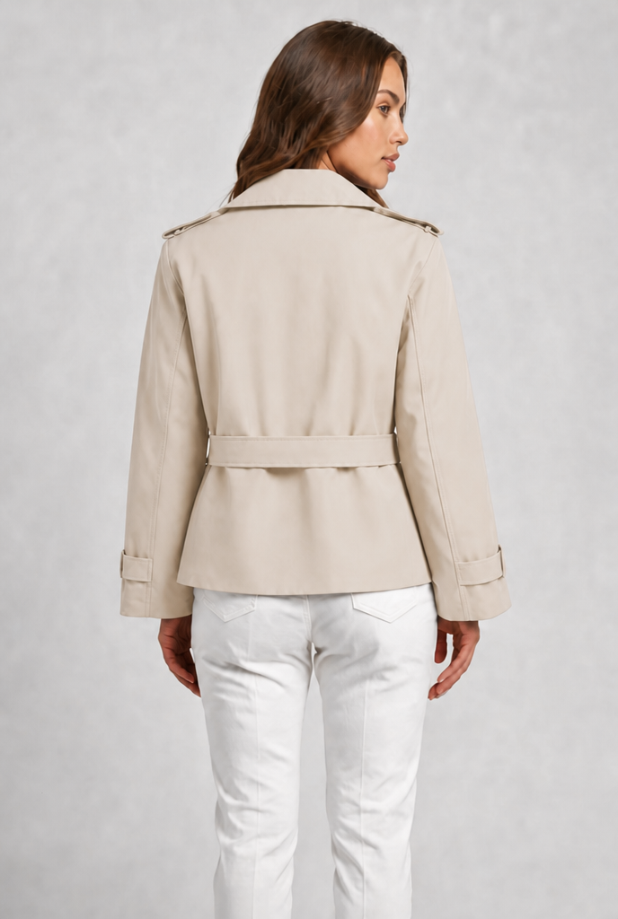 Cropped Belted Trench Jacket