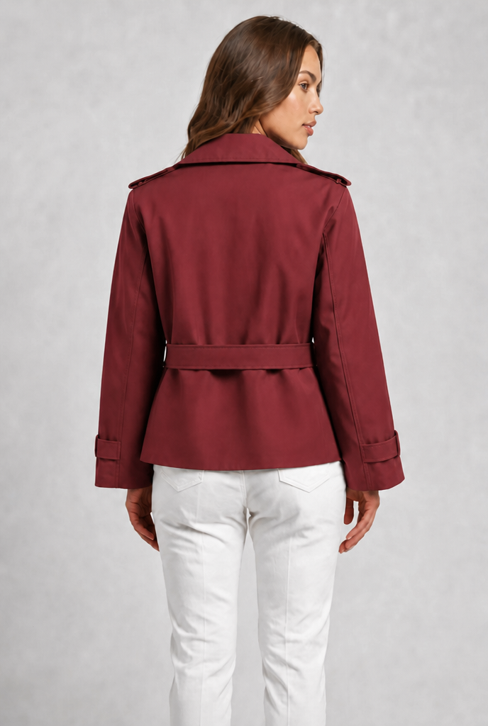 Cropped Belted Trench Jacket