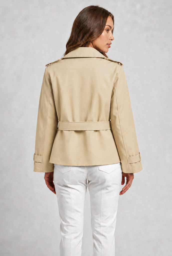Cropped Belted Trench Jacket