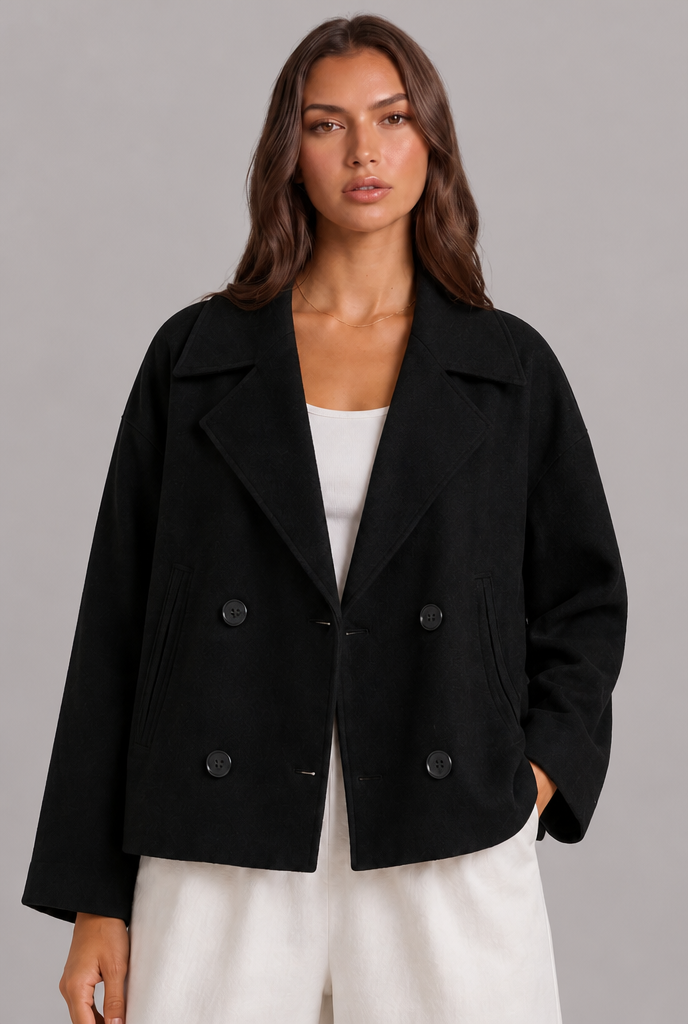 Cropped Wool Peacoat