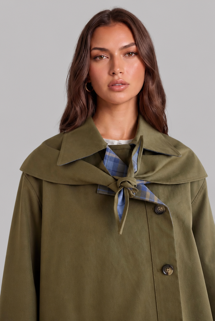 Reversible Plaid Trench Coat