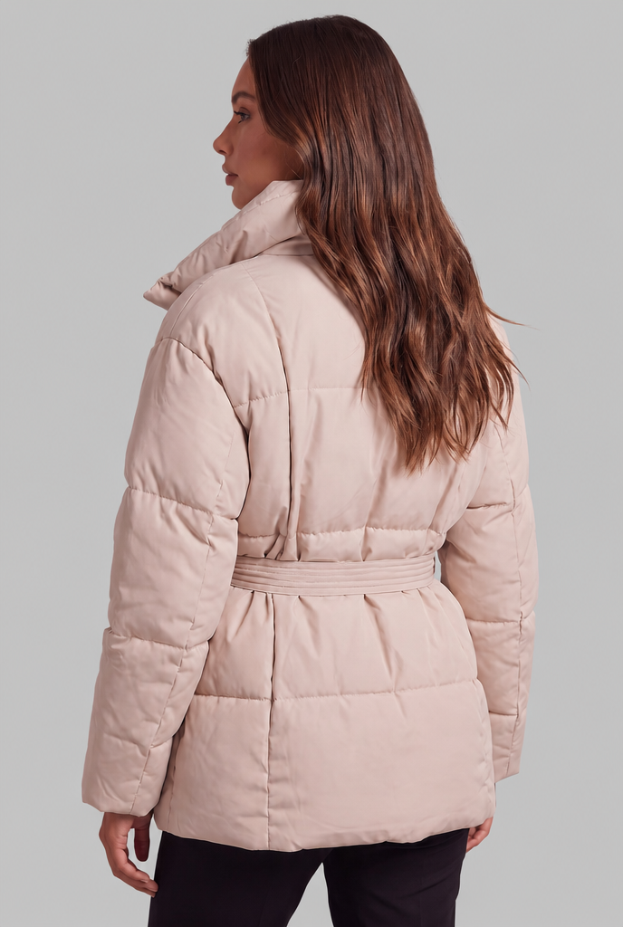 Puffer Coat with Statement Collar