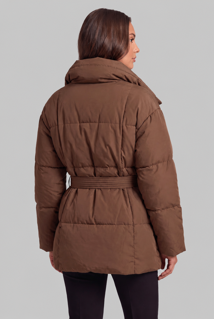 Puffer Coat with Statement Collar