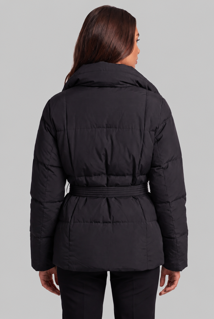 Puffer Coat with Statement Collar