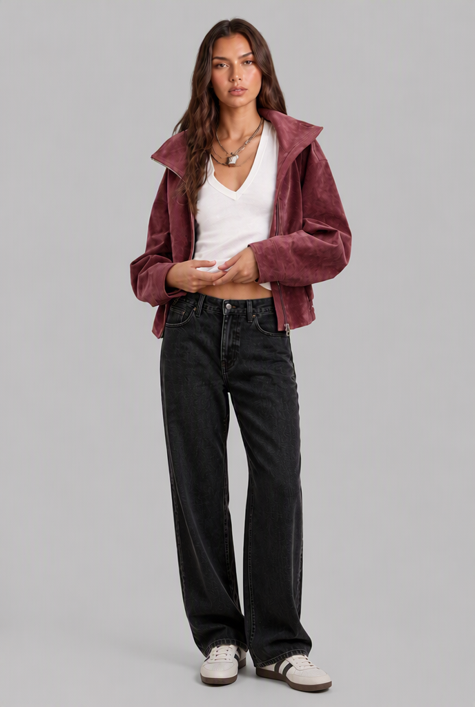 Oversized Suede Bomber Jacket