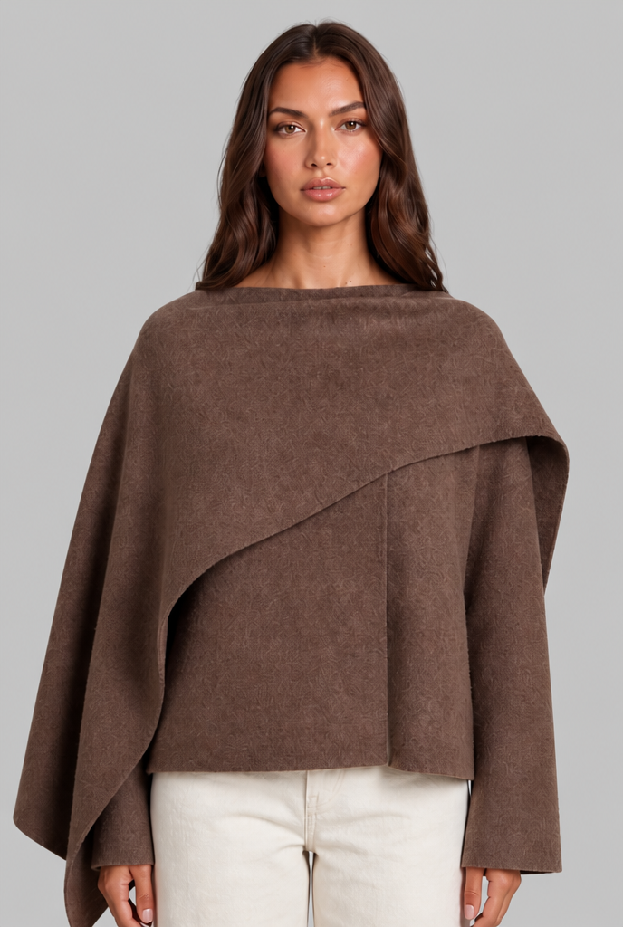 Draped Wool Cape Jacket