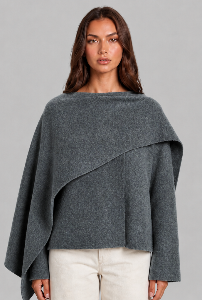 Draped Wool Cape Jacket