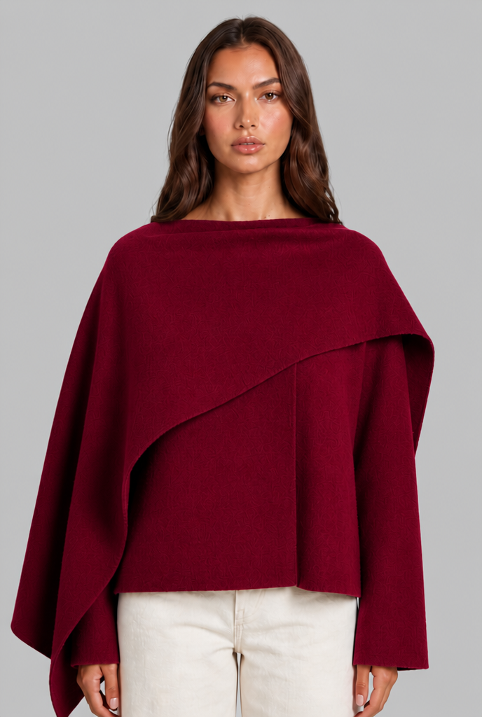 Draped Wool Cape Jacket