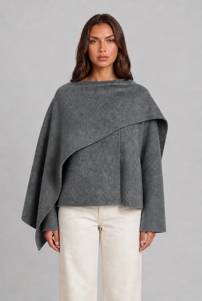 Draped Wool Cape Jacket