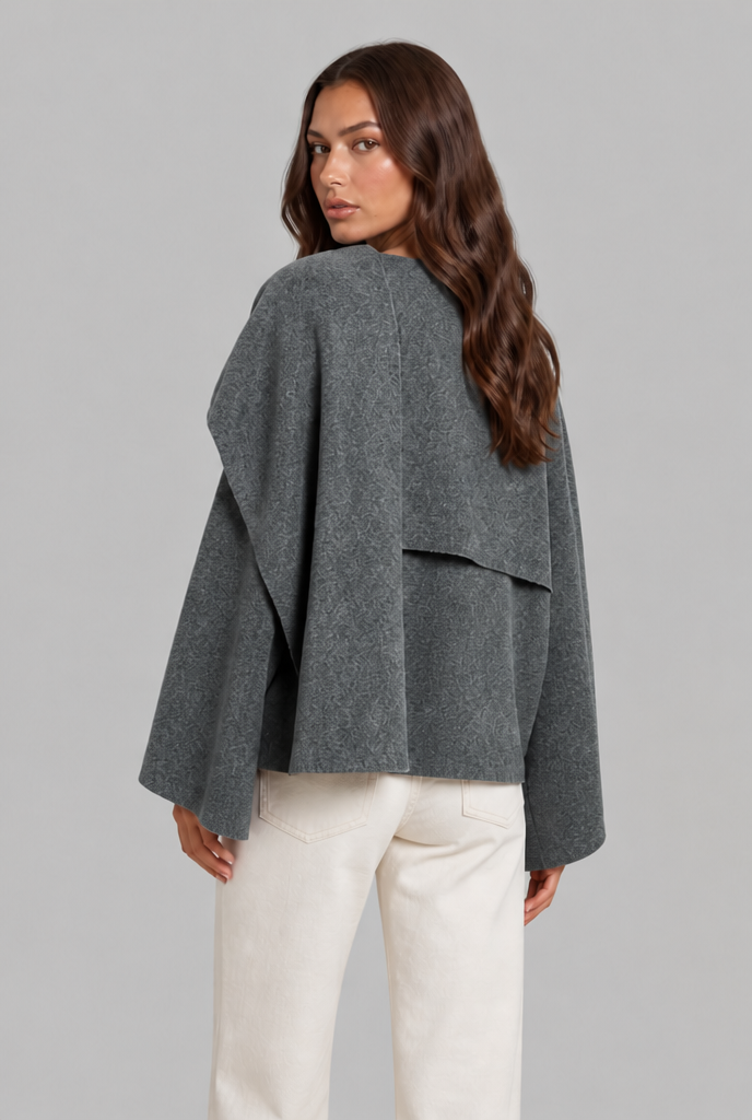 Draped Wool Cape Jacket