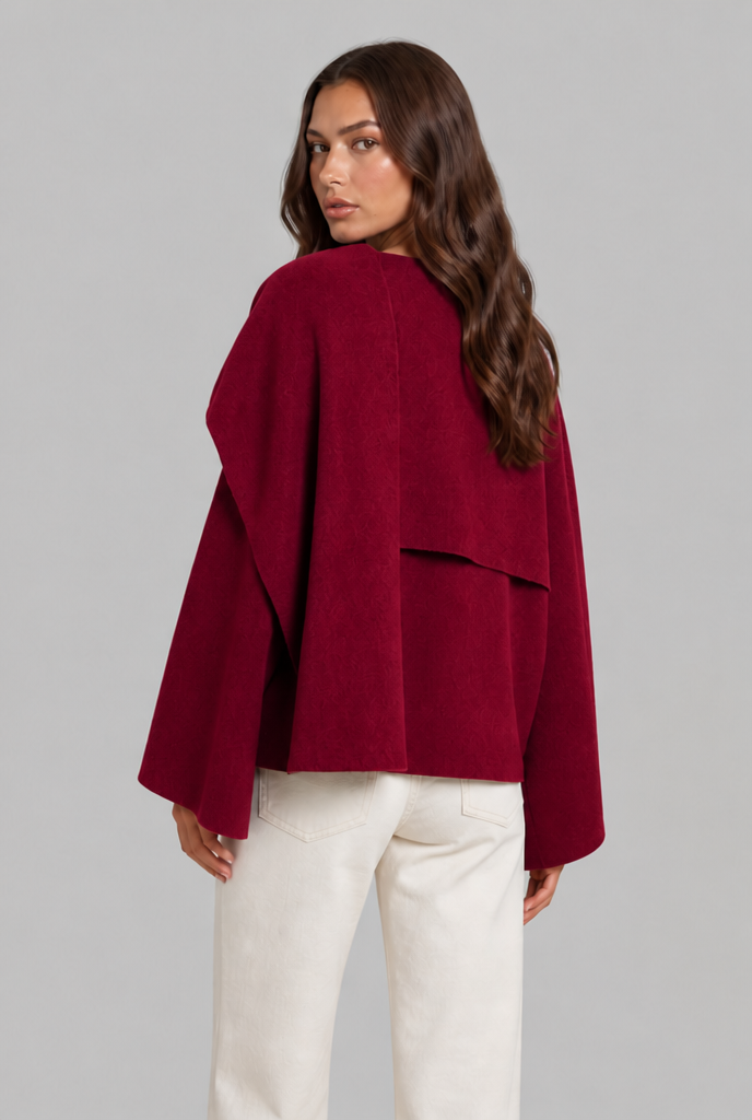 Draped Wool Cape Jacket
