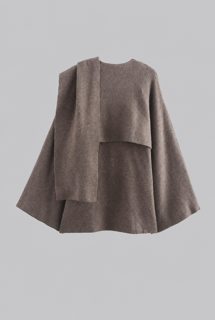 Draped Wool Cape Jacket