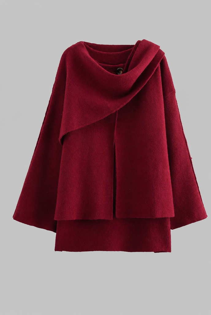 Draped Wool Cape Jacket