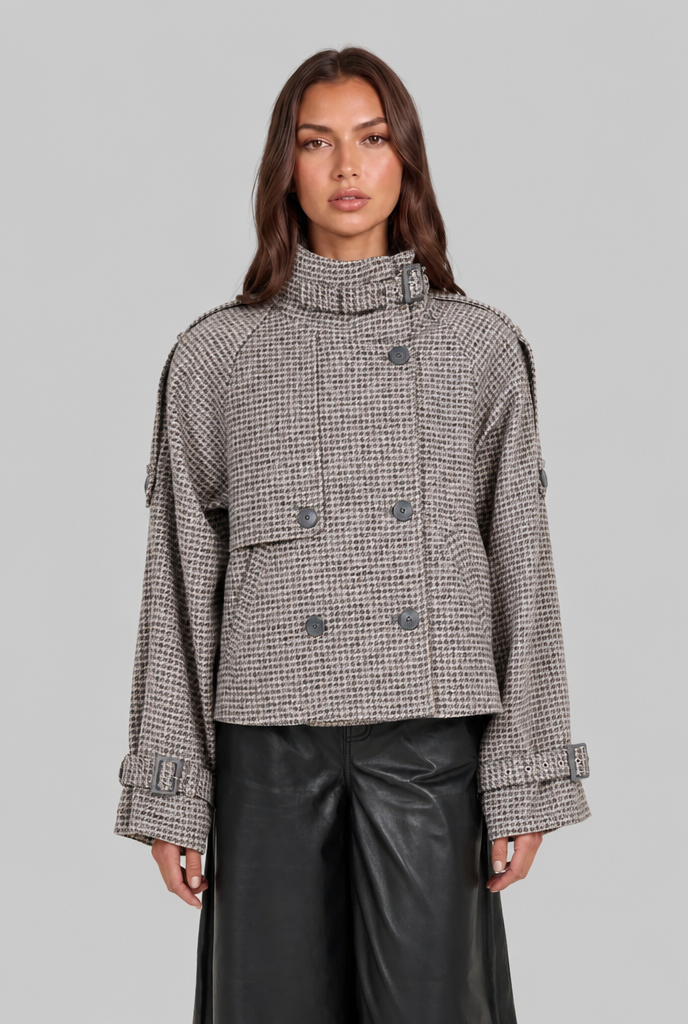 Cropped Jacket with Buckle Detail