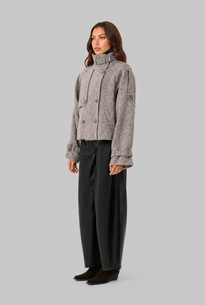Cropped Jacket with Buckle Detail