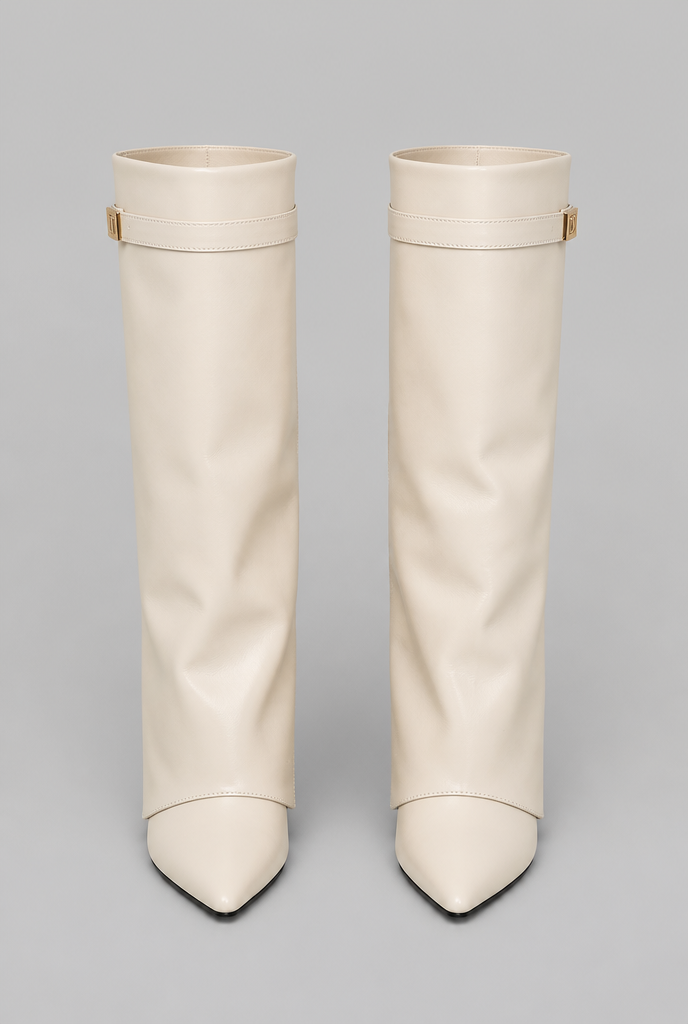 Knee-High Boots with Gold Buckle