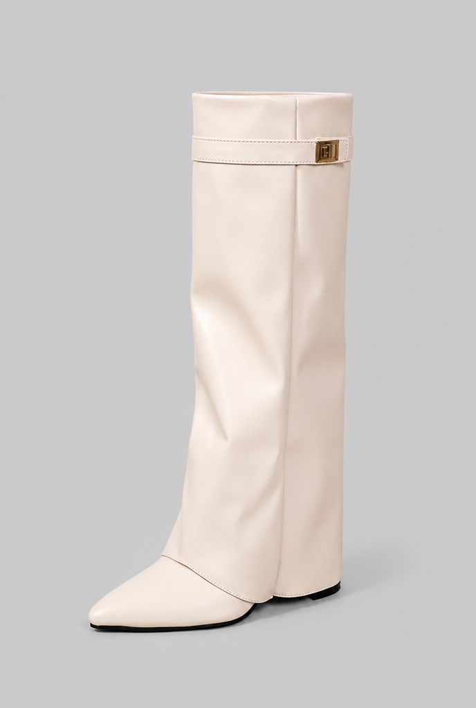 Knee-High Boots with Gold Buckle
