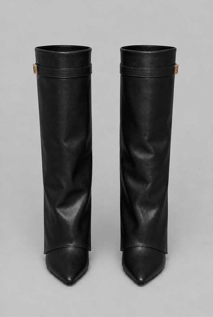 Knee-High Boots with Gold Buckle