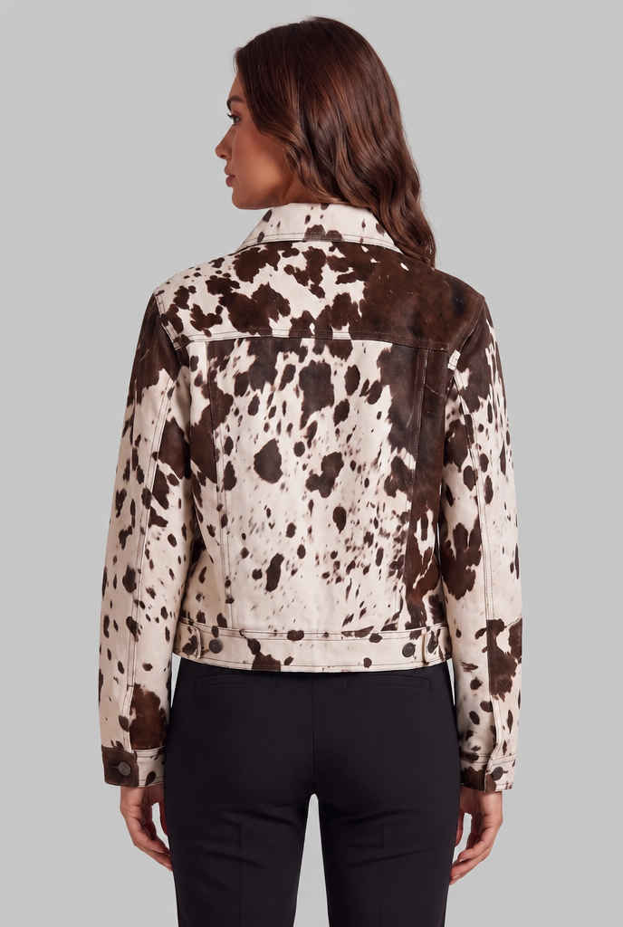 Cow Print Denim Jacket