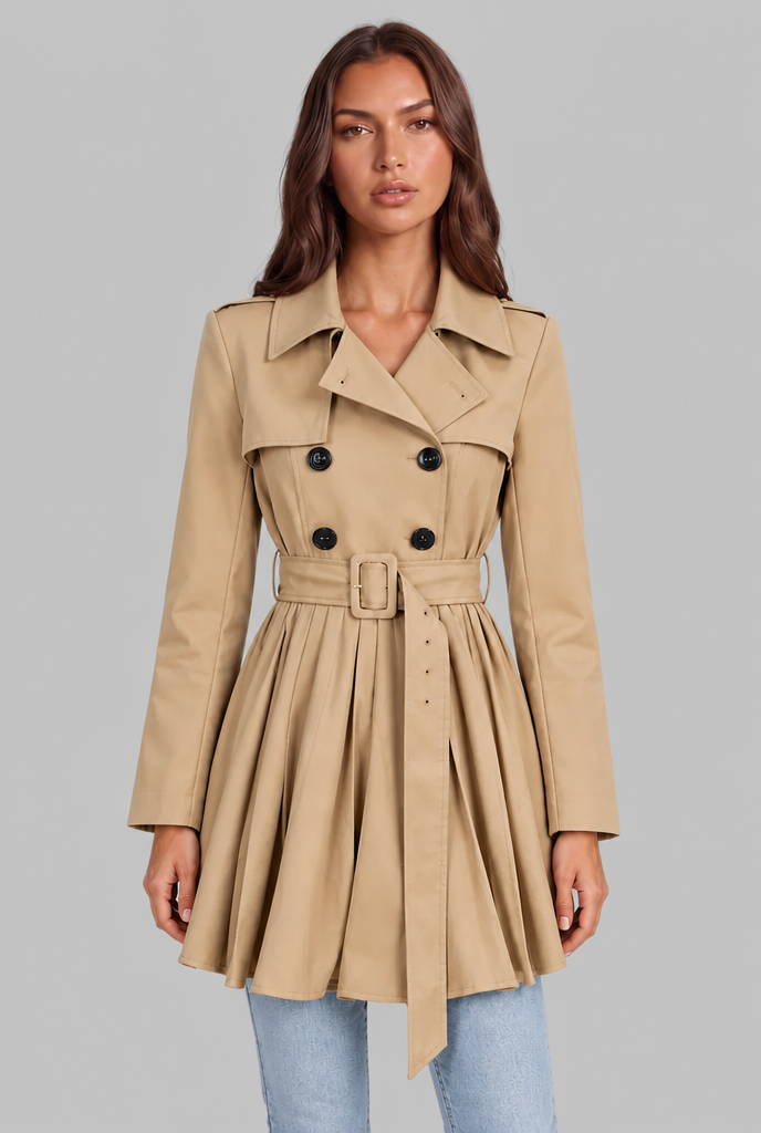 Belted Short Trench Coat