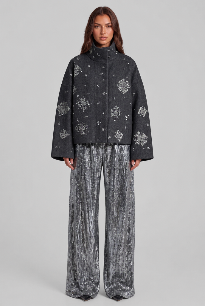 Cropped Jacket with Sequin Detail