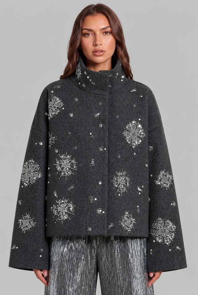 Cropped Jacket with Sequin Detail