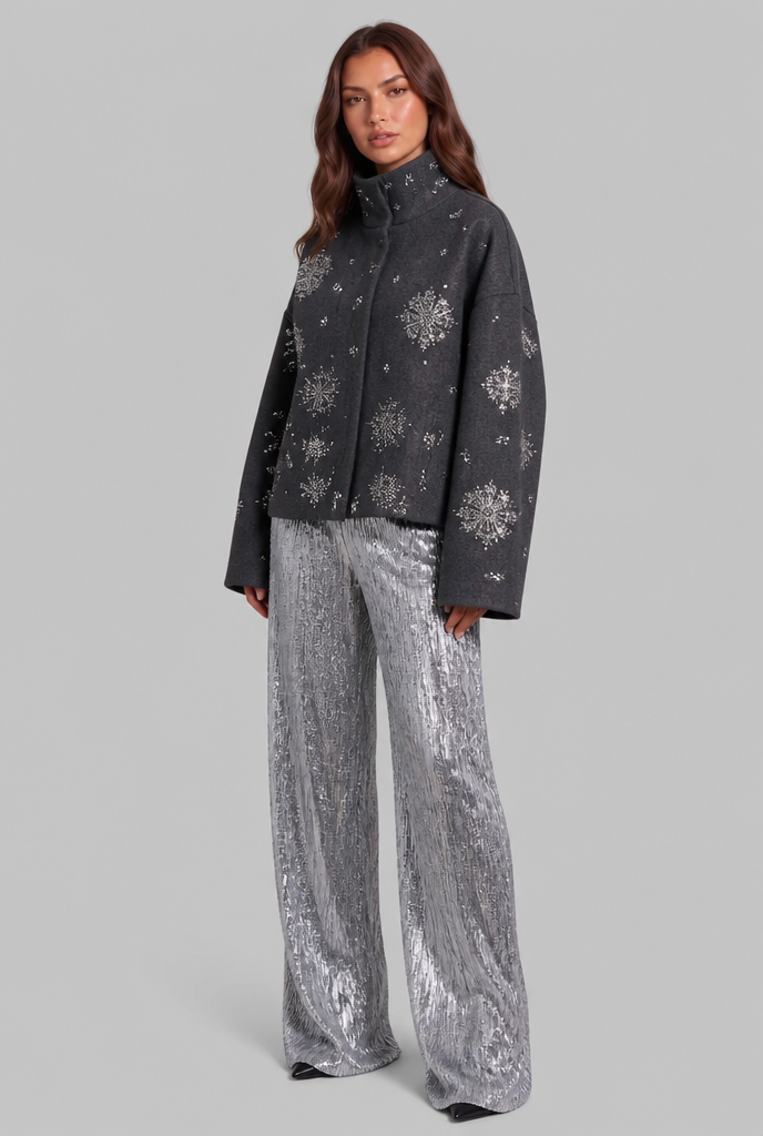 Cropped Jacket with Sequin Detail