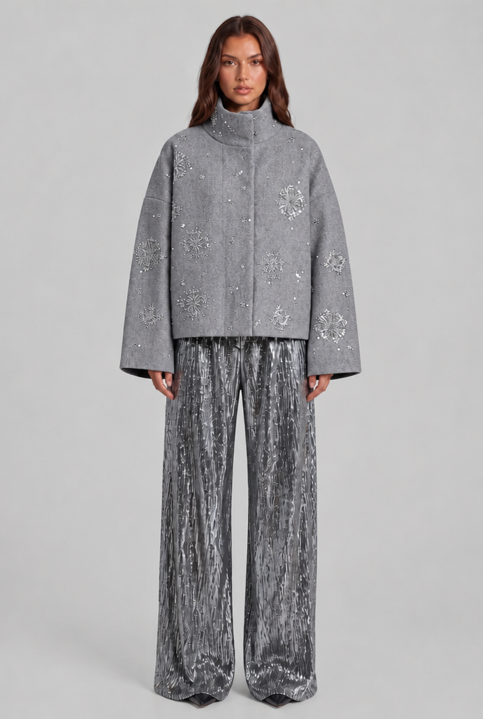 Cropped Jacket with Sequin Detail