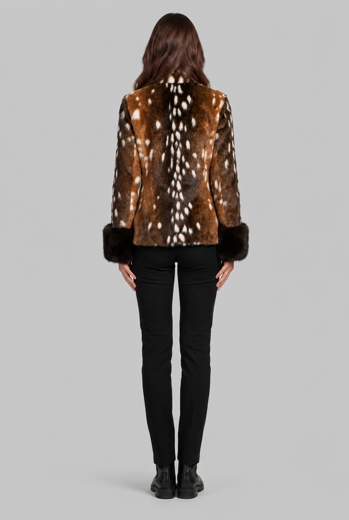 Faux Fur Jacket with Contrast Cuffs
