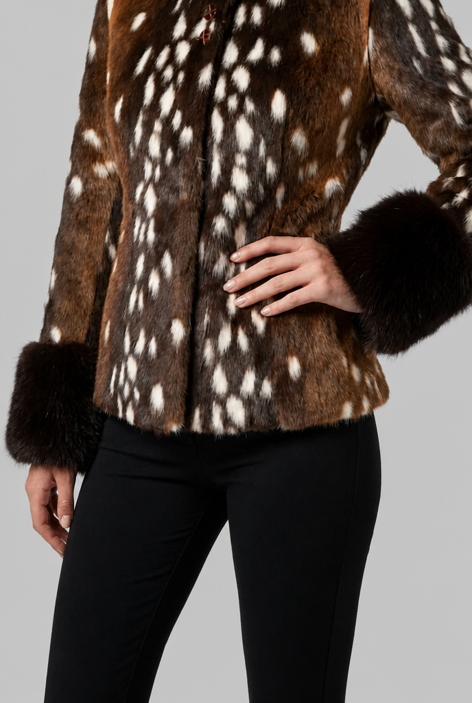 Faux Fur Jacket with Contrast Cuffs