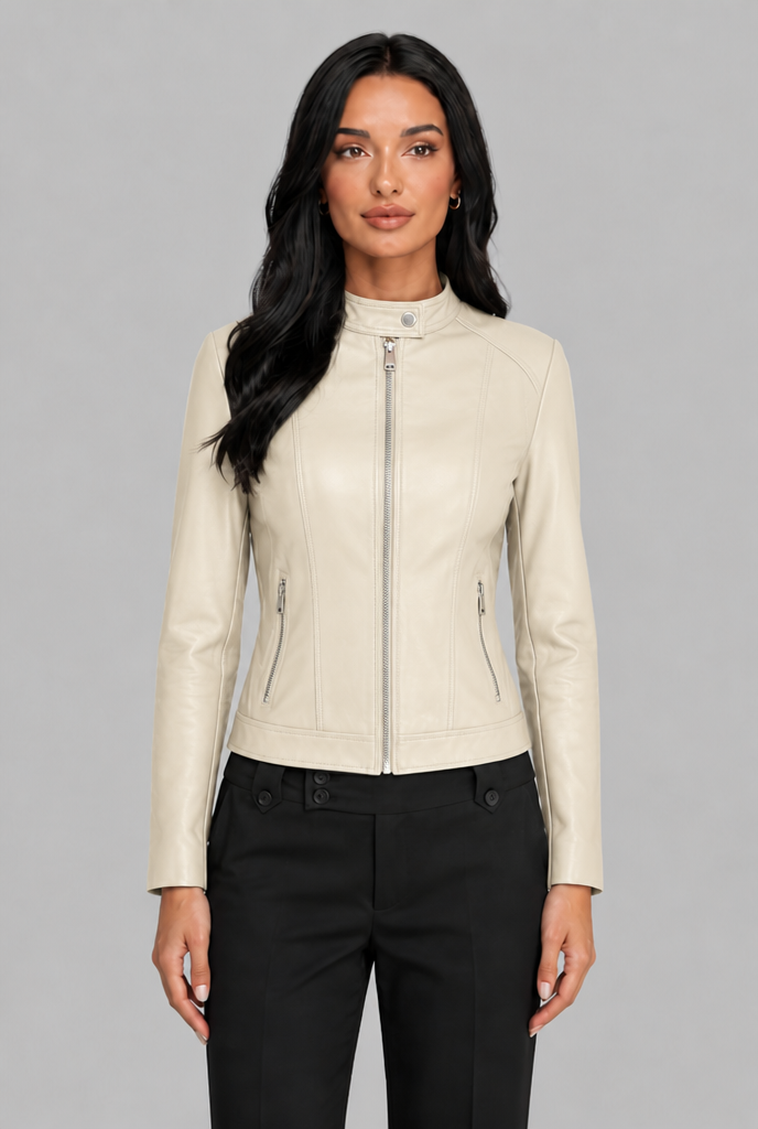 Cropped Leather Biker Jacket