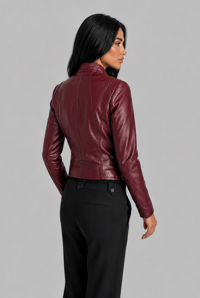 Cropped Leather Biker Jacket