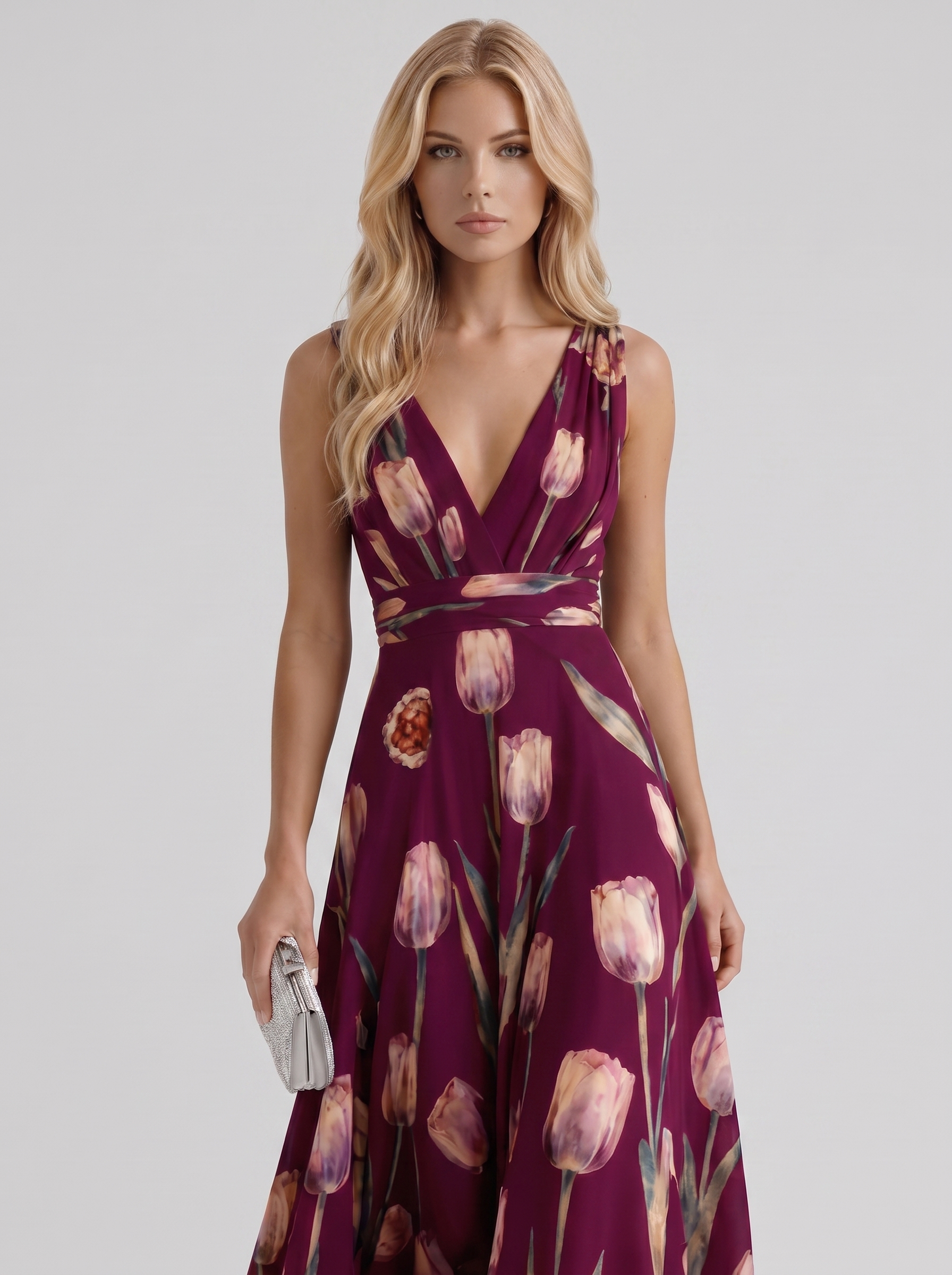 Fleur Floral Maxi Dress - Burgundy