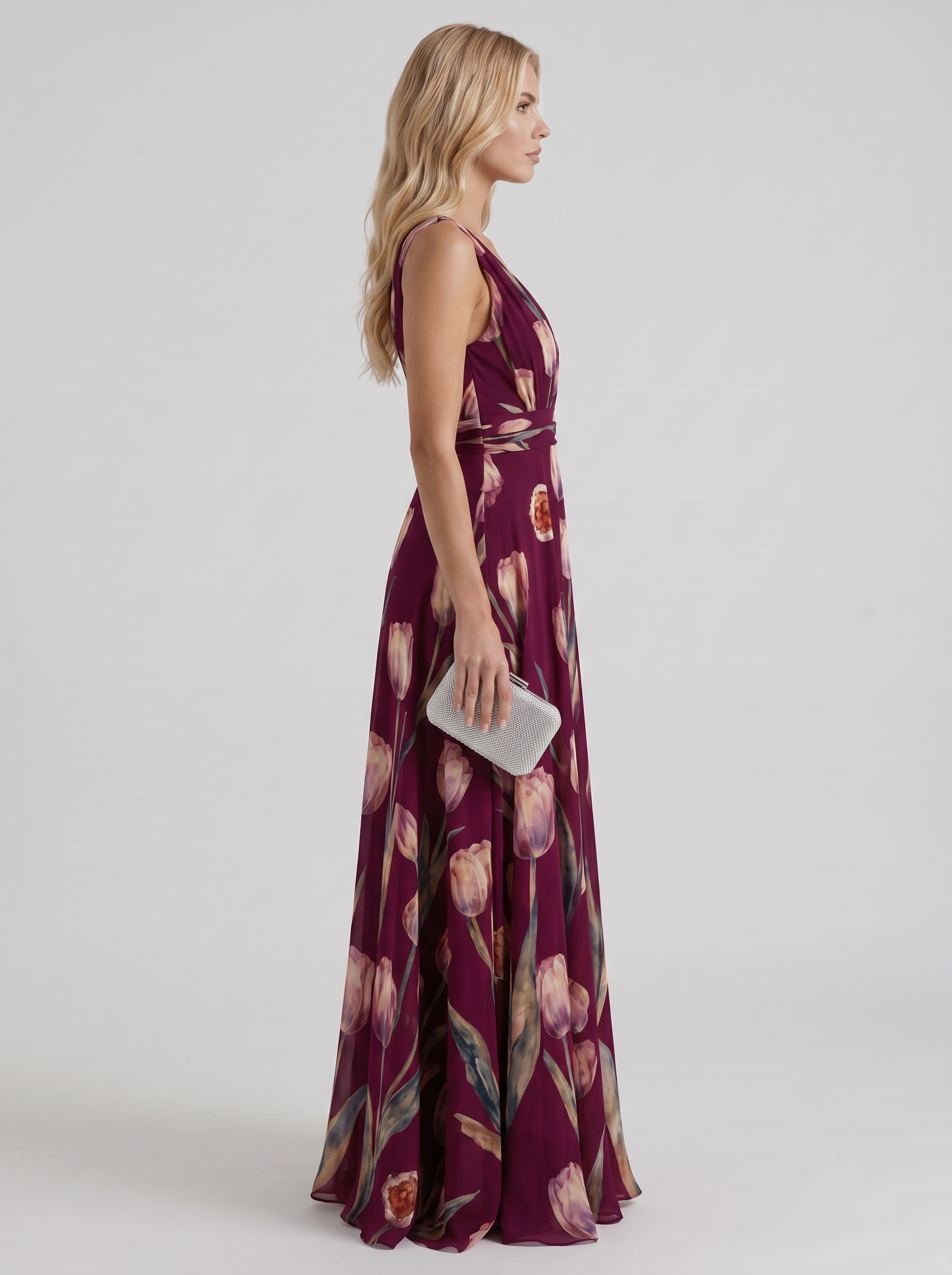 Fleur Floral Maxi Dress - Burgundy