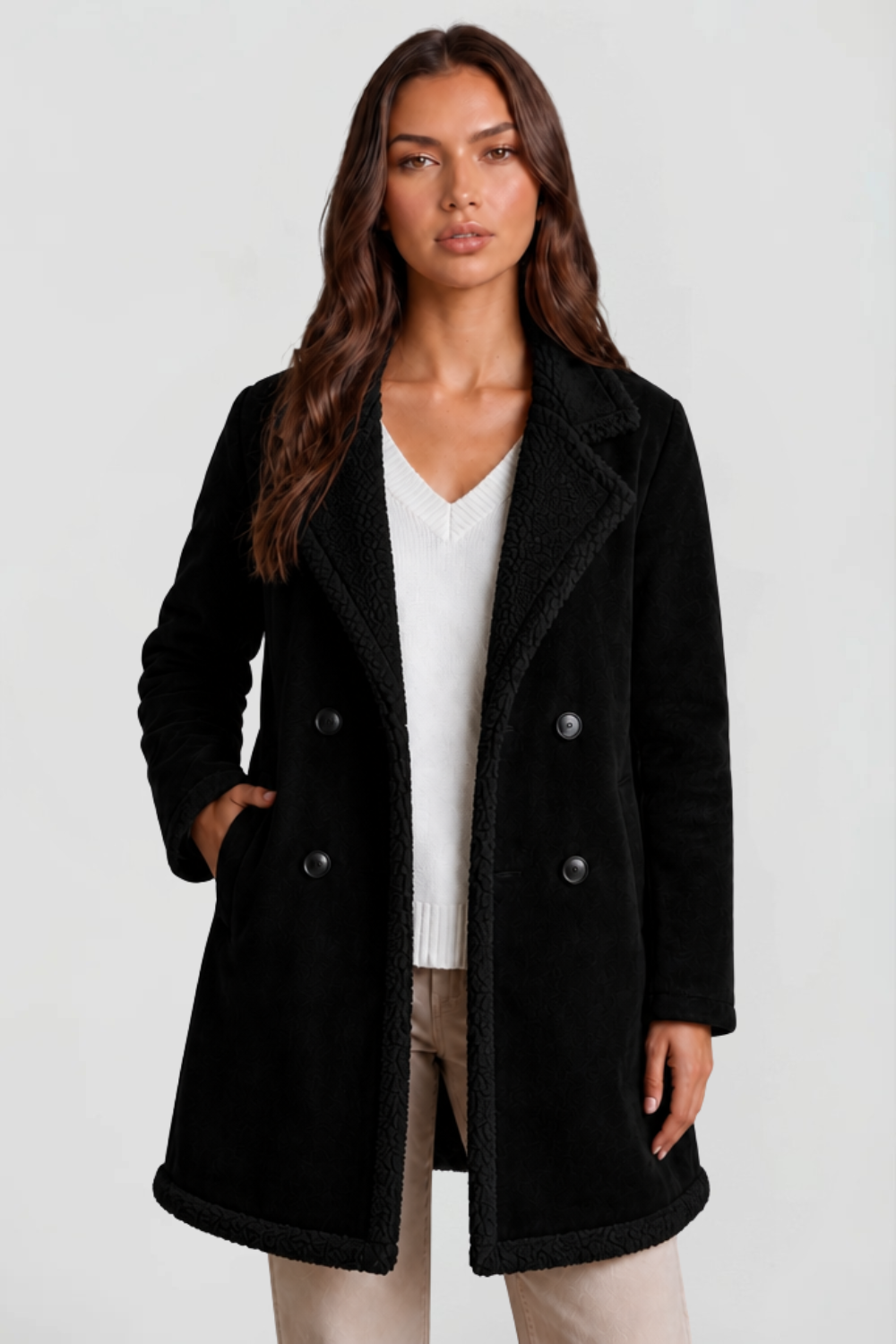 Longline Suede Shearling Coat