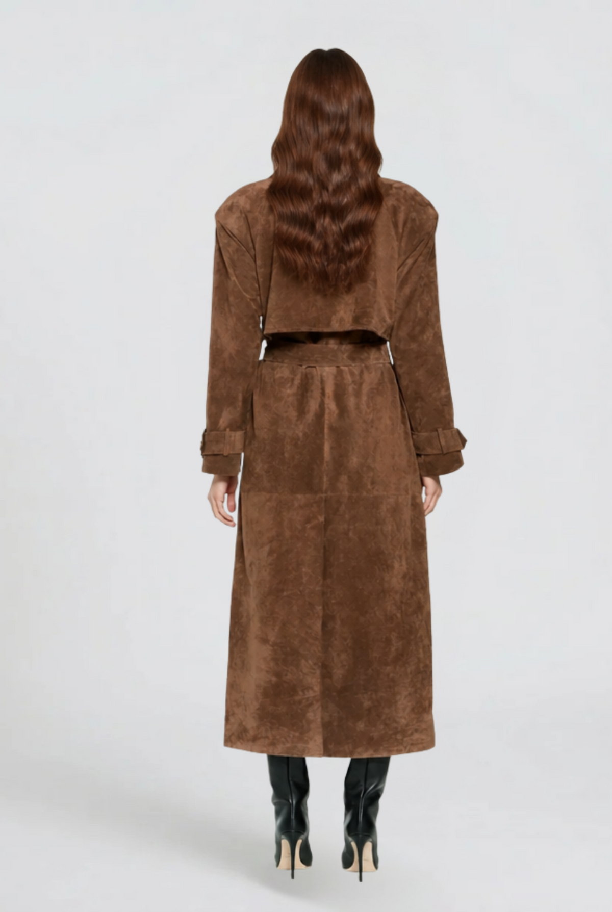 Long Suede Trench Coat