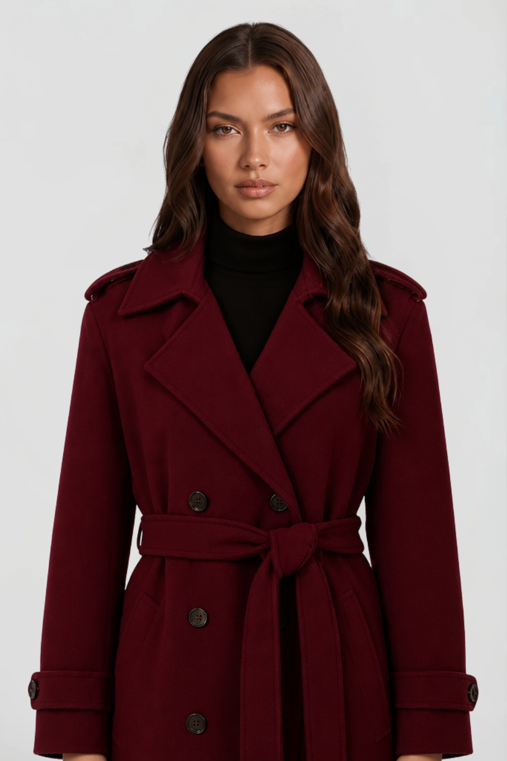Long Tailored Wool Trench Coat
